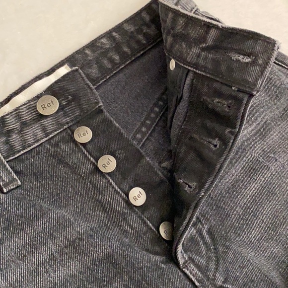 Reformation | High Rise Button Fly Raw Hem Denim Jean Shorts LY864 Black/Gray 24 - Picture 7 of 13